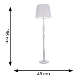 ValueLights Victoria Grey Fabric Tapered Shade Grey Wood Traditional Stem LED Floor Lamp - Size: 156 x 46 x 46cm - Wilko - thumbnail 7