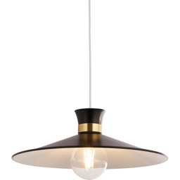 Lighting Collection Daniels Black Ceiling Lamp Shade - Size: 8 x 40 x 41cm - Black, White and Satin Antique Brass - Wilko - thumbnail 4