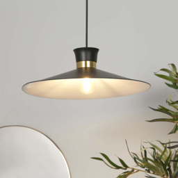 Lighting Collection Daniels Black Ceiling Lamp Shade - Size: 8 x 40 x 41cm - Black, White and Satin Antique Brass - Wilko - thumbnail 3