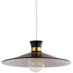 Lighting Collection Daniels Black Ceiling Lamp Shade - Size: 8 x 40 x 41cm - Black, White and Satin Antique Brass - Wilko