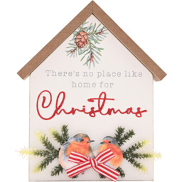 The Seasonal Gift Co. Robin House Plaque - Size: 18 x 15 x 3cm - White - Wilko - thumbnail 1