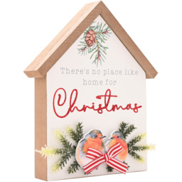 The Seasonal Gift Co. Robin House Plaque - Size: 18 x 15 x 3cm - White - Wilko - thumbnail 3