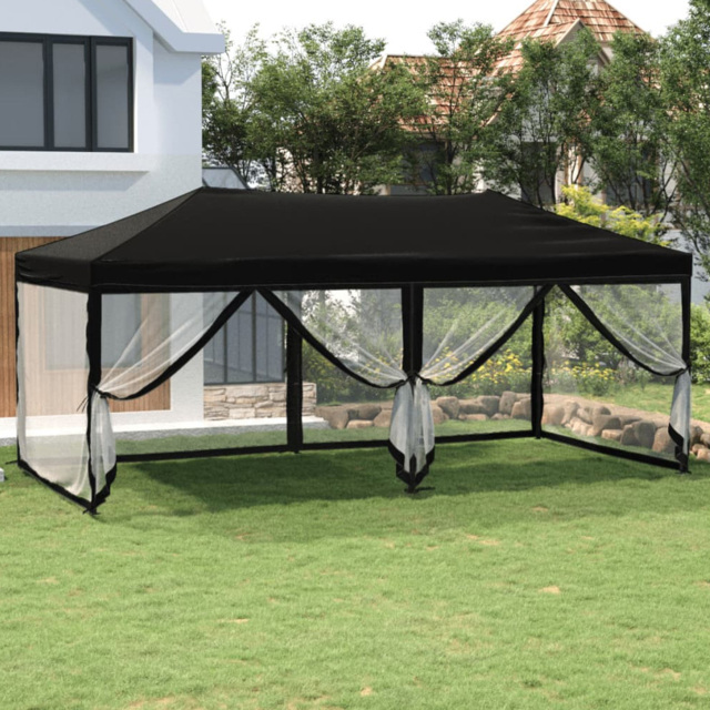 vidaXL 3 x 6m Black Foldable Party Tent with Sidewalls - Wilko - image 1