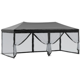 vidaXL 3 x 6m Black Foldable Party Tent with Sidewalls - Wilko - thumbnail 7