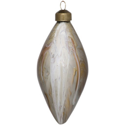 Decadent Bronze White and Gold Marbled Bauble Single Ornament - Size: 1 Piece - Wilko - thumbnail 4