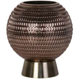 Lighting Collection Feng Brown Smoke Glass Shade Satin Brass Battery Powered Table Lamp - Size: 20 x 18 x 18cm - Antique Antique Brass - Wilko