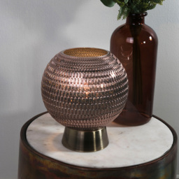 Lighting Collection Feng Brown Smoke Glass Shade Satin Brass Battery Powered Table Lamp - Size: 20 x 18 x 18cm - Antique Antique Brass - Wilko - thumbnail 3