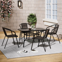 Living and Home Wicker 4 Seater Black Dining Set - Wilko - thumbnail 7