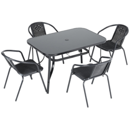 Living and Home Wicker 4 Seater Black Dining Set - Wilko - thumbnail 3