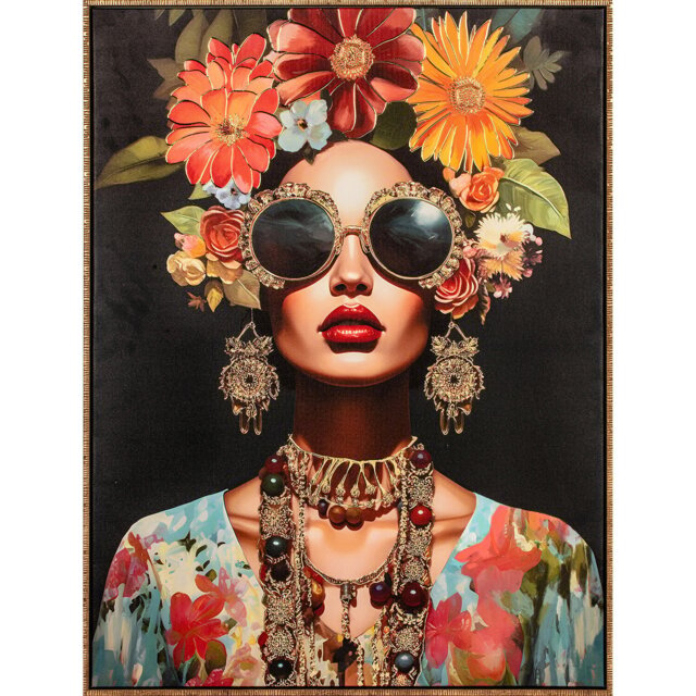 Floral Adorned Lady Foiled Framed Art - Wilko - image 1