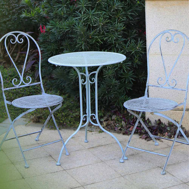 GlamHaus Toulouse 2 Seater Bistro Set Duck Egg Blue - Wilko - image 1