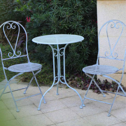 GlamHaus Toulouse 2 Seater Bistro Set Duck Egg Blue - Wilko - thumbnail 1