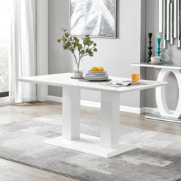 Furniturebox Molini Fortana 6 Seater Dining Set White Gloss Cappuccino and Chrome - Brown - Wilko - thumbnail 3