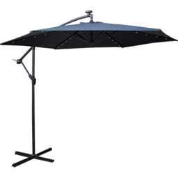 Samuel Alexander Blue Solar Powered Cantilever Garden Parasol with LED Lights 3m - Wilko