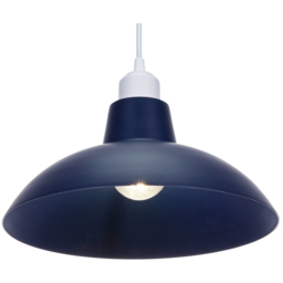Happy Homewares Matt Midnight Blue Metal Industrial Retro Curved Pendant Shade - Size: 13 x 29 x 29cm - Wilko - thumbnail 4