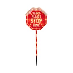 Santa Stop Here LED Sign StakeRed - Wilko - thumbnail 4