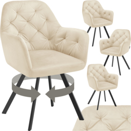 tectake Lucia Set of 4 Swivel Armchair - Size: Single - Cream - Wilko - thumbnail 3