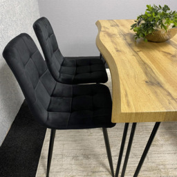 Kosy Koala 4 Seater Velvet Wooden Dining Set with Bench Black - Multi - Wilko - thumbnail 3