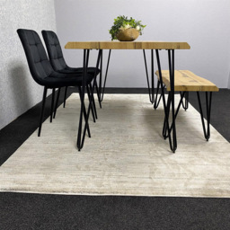 Kosy Koala 4 Seater Velvet Wooden Dining Set with Bench Black - Multi - Wilko - thumbnail 7