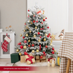 Costway Pre Lit Flocked Warm White LED Artificial Christmas Tree 4.5ft - Green - Wilko - thumbnail 5