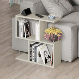 Decortie Homemania Sandstone Coffee Table with Bookshelf Storage - Size: 60 x 60 x 19.5cm - Cream - Wilko - thumbnail 5