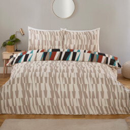 Ezra Geometric Duvet Set Beige King - Divante Finest - Wilko - thumbnail 3
