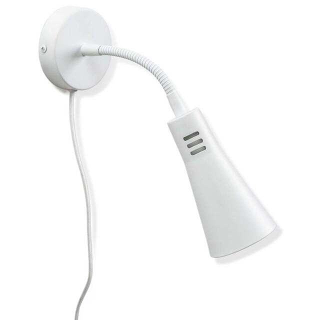 ValueLights Edwards Flexi Neck White Cone Plug-in LED Wall Light - Size: 9 x 9 x 20cm - Wilko - image 1