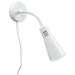 ValueLights Edwards Flexi Neck White Cone Plug-in LED Wall Light - Size: 9 x 9 x 20cm - Wilko - thumbnail 1