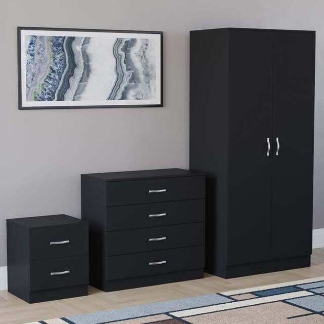 Vida Designs Riano Black 3 Piece Bedroom Furniture Set - Wilko - image 1