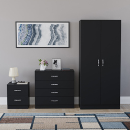 Vida Designs Riano Black 3 Piece Bedroom Furniture Set - Wilko - thumbnail 3