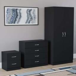 VIDA DESIGNS Riano Black 3 Piece Bedroom Furniture Set - Wilko