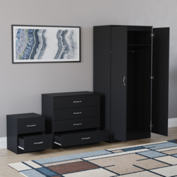 Vida Designs Riano Black 3 Piece Bedroom Furniture Set - Wilko - thumbnail 5