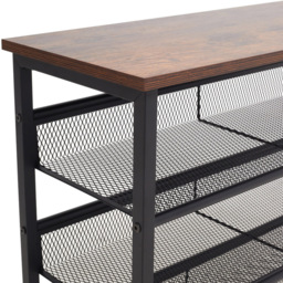 H&O Direct 3 Mesh Shelf Shoe Rack with Wooden Top - Size: 67.5 x 73 x 29.5cm - Black - Wilko - thumbnail 4
