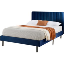 Aspire Furniture Rosella King Size Navy Plush Velvet Bed Frame - Blue - Aspire Beds - Wilko - thumbnail 3
