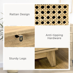 Portland 4 Drawer Wood Effect Rattan Storage Cabinet - Brown - Wilko - thumbnail 7