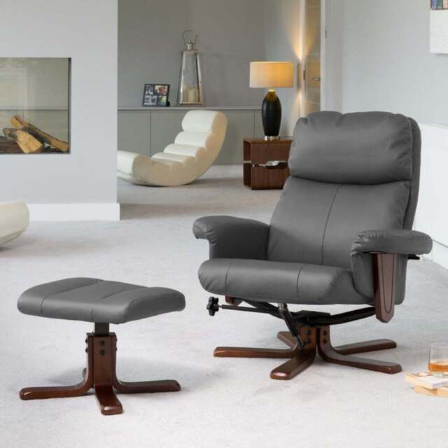 Artemis Home Woodacre Grey Swivel Recliner Chair with Footstool - Size: Single - Wilko - image 1