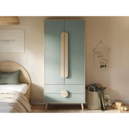 Flair Noah 2 Door 2 Drawer Green and Oak Wardrobe - Size: 2 Door, 2 Drawer - Wilko - thumbnail 5