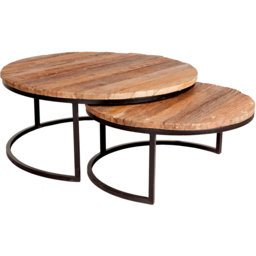 Brooklyn Wooden Round Nest of Tables Set of 2 - Brown - Wilko - thumbnail 3