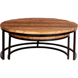 Brooklyn Wooden Round Nest of Tables Set of 2 - Brown - Wilko - thumbnail 4