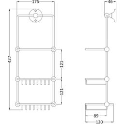 nuie 2 Tier Chrome Shower Caddy - Size: 1.2 x 1.75 x 4.1cm - Silver - Wilko - thumbnail 3