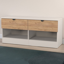 Crowndale Bora 2 Drawer 2 Shelf Gold Oak and Kashmir Storage Unit - Cream - Wilko