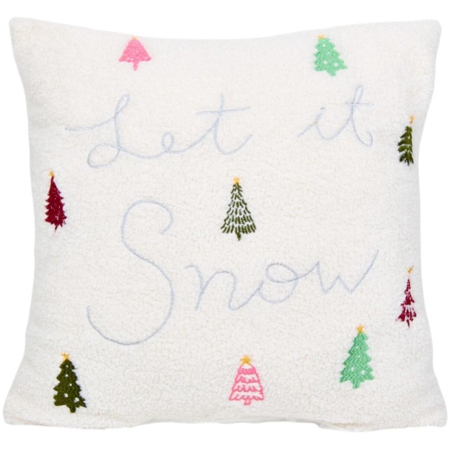 Let It Snow Embroidered Cushion - White - All I Want For Christmas - Wilko - image 1