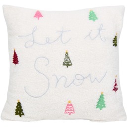 Let It Snow Embroidered Cushion - White - All I Want For Christmas - Wilko - thumbnail 1