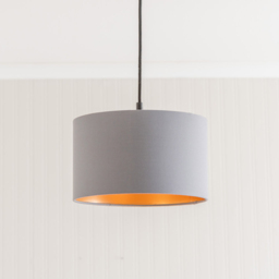 ValueLights Reni Grey and Metallic Copper Small Ceiling Drum Lamp Shade 25cm - Size: 15 x 25 x 25cm - Wilko - thumbnail 3