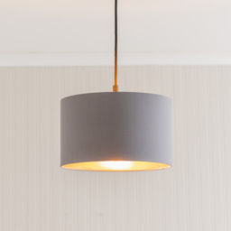 ValueLights Reni Grey and Metallic Copper Small Ceiling Drum Lamp Shade 25cm - Size: 15 x 25 x 25cm - Wilko - thumbnail 4