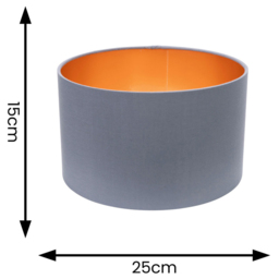 ValueLights Reni Grey and Metallic Copper Small Ceiling Drum Lamp Shade 25cm - Size: 15 x 25 x 25cm - Wilko - thumbnail 5