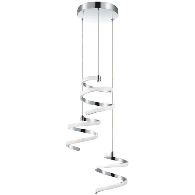 Cosylyte Nyah 3 Light Chrome Spiral Cluster LED Pendant Light - Size: 25 x 40.5 x 24cm - Silver - Wilko - image 1