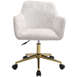 Living and Home Velvet Home Office Swivel Task Chair with Flared Arms - Cream - Wilko - thumbnail 3