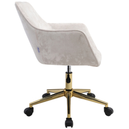 Living and Home Velvet Home Office Swivel Task Chair with Flared Arms - Cream - Wilko - thumbnail 4