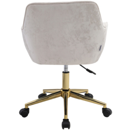 Living and Home Velvet Home Office Swivel Task Chair with Flared Arms - Cream - Wilko - thumbnail 5